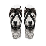 Hand Drawn Alaskan Malamute Print Flip Flops