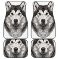 Hand Drawn Alaskan Malamute Print Front and Back Car Floor Mats