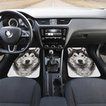 Hand Drawn Alaskan Malamute Print Front and Back Car Floor Mats