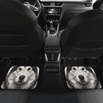 Hand Drawn Alaskan Malamute Print Front and Back Car Floor Mats