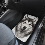 Hand Drawn Alaskan Malamute Print Front and Back Car Floor Mats