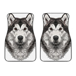 Hand Drawn Alaskan Malamute Print Front Car Floor Mats