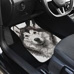 Hand Drawn Alaskan Malamute Print Front Car Floor Mats