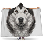 Hand Drawn Alaskan Malamute Print Hooded Blanket