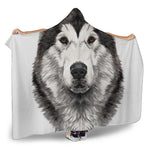 Hand Drawn Alaskan Malamute Print Hooded Blanket