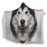 Hand Drawn Alaskan Malamute Print Hooded Blanket