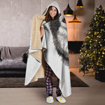 Hand Drawn Alaskan Malamute Print Hooded Blanket