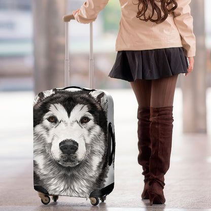Hand Drawn Alaskan Malamute Print Luggage Cover