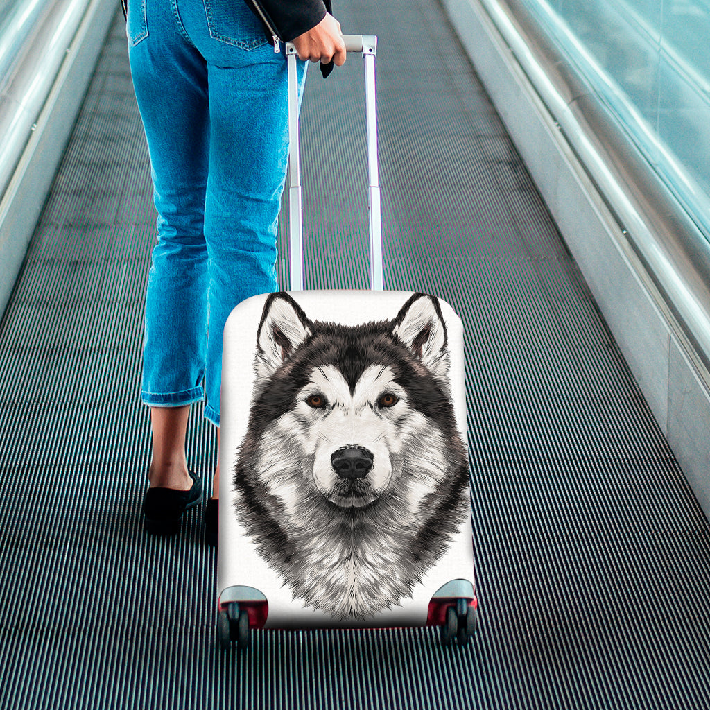 Hand Drawn Alaskan Malamute Print Luggage Cover