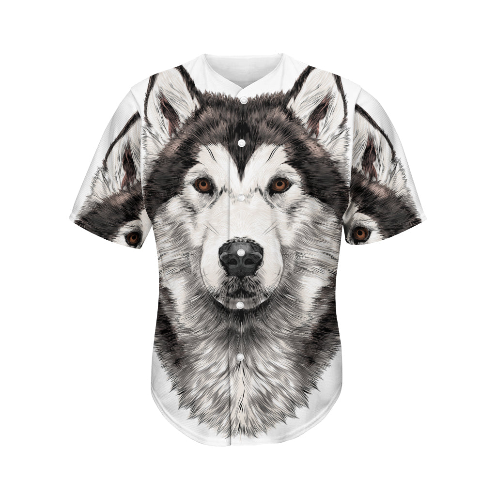 Hand Drawn Alaskan Malamute Print Men's Baseball Jersey