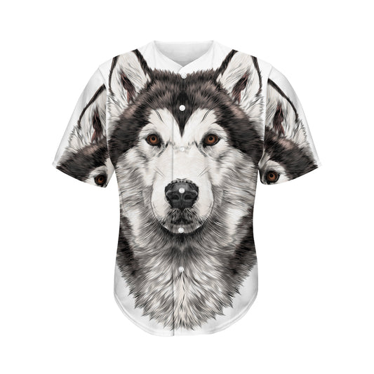 Hand Drawn Alaskan Malamute Print Men's Baseball Jersey