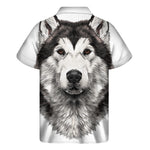 Hand Drawn Alaskan Malamute Print Men's Short Sleeve Shirt