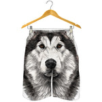 Hand Drawn Alaskan Malamute Print Men's Shorts