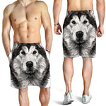 Hand Drawn Alaskan Malamute Print Men's Shorts