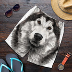 Hand Drawn Alaskan Malamute Print Men's Shorts