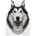 Hand Drawn Alaskan Malamute Print Men's Tank Top