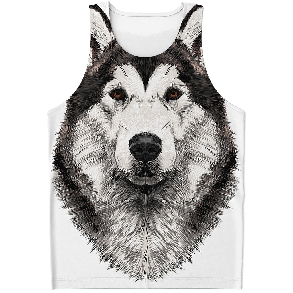 Hand Drawn Alaskan Malamute Print Men's Tank Top