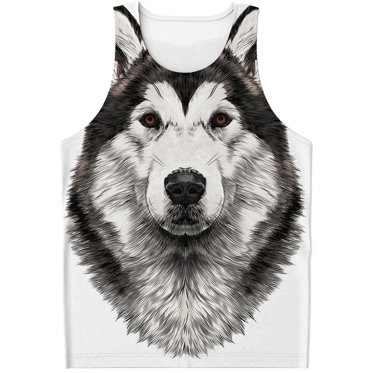 Hand Drawn Alaskan Malamute Print Men's Tank Top