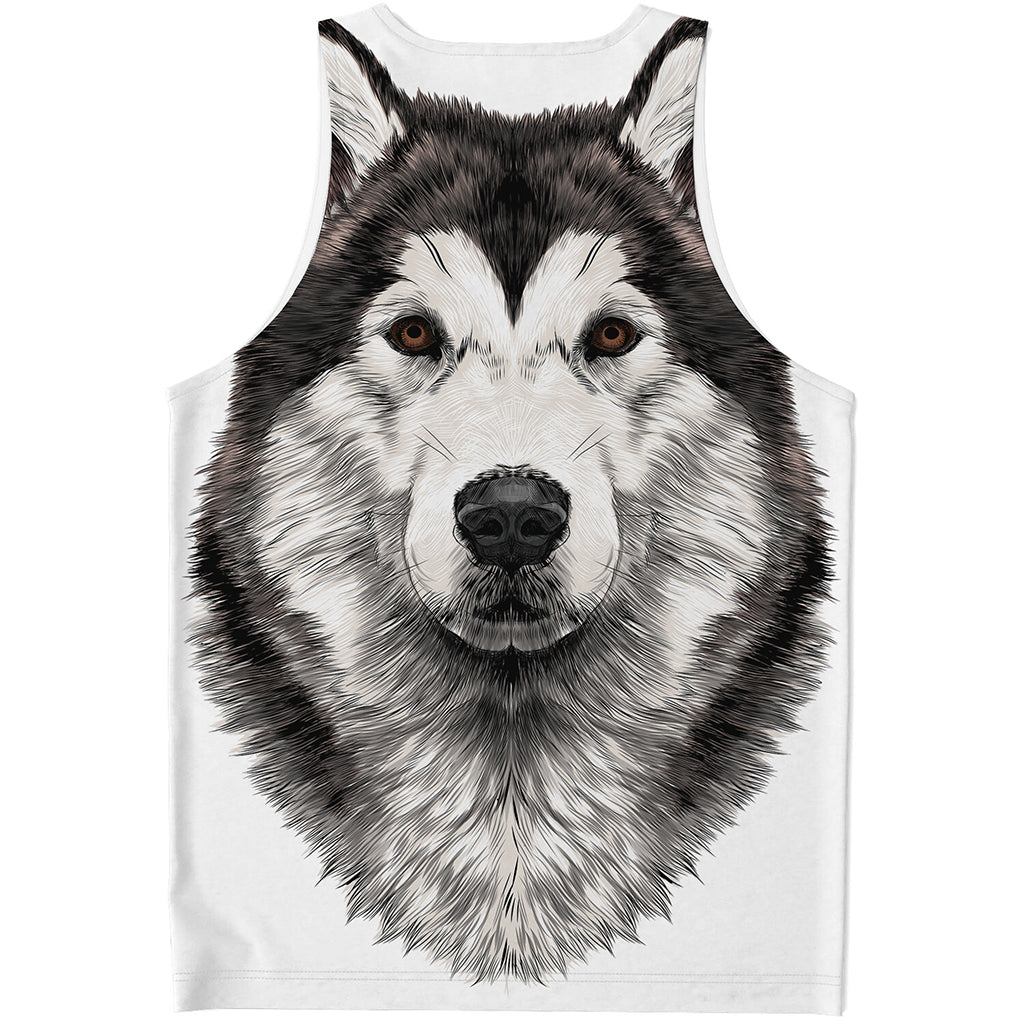 Hand Drawn Alaskan Malamute Print Men's Tank Top