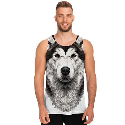 Hand Drawn Alaskan Malamute Print Men's Tank Top