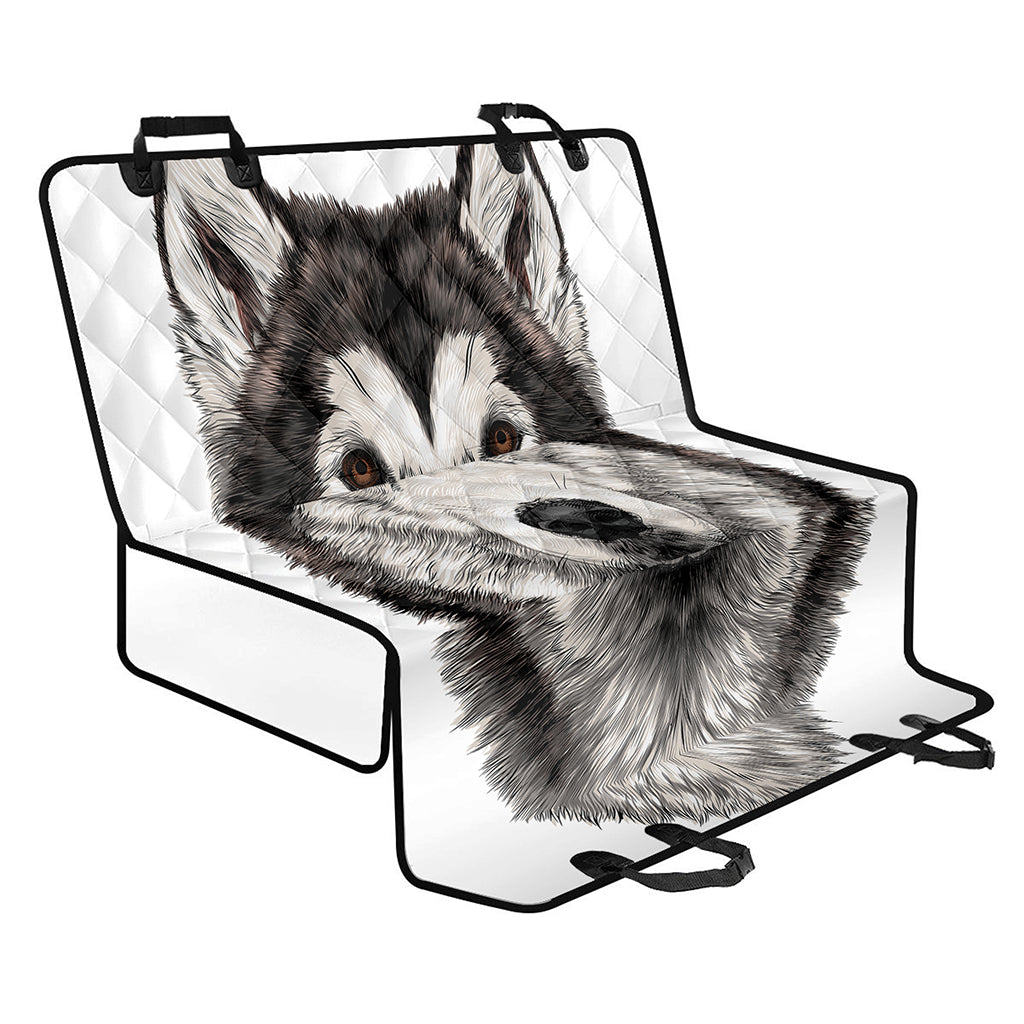 Hand Drawn Alaskan Malamute Print Pet Car Back Seat Cover