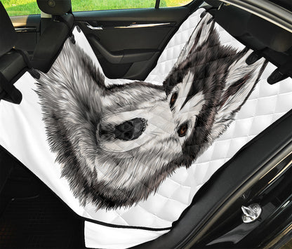 Hand Drawn Alaskan Malamute Print Pet Car Back Seat Cover