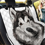 Hand Drawn Alaskan Malamute Print Pet Car Back Seat Cover