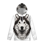 Hand Drawn Alaskan Malamute Print Pullover Hoodie
