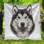 Hand Drawn Alaskan Malamute Print Quilt