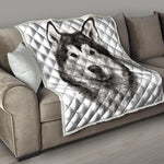 Hand Drawn Alaskan Malamute Print Quilt