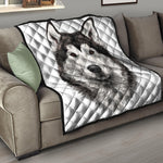 Hand Drawn Alaskan Malamute Print Quilt