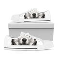 Hand Drawn Alaskan Malamute Print White Low Top Sneakers
