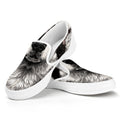 Hand Drawn Alaskan Malamute Print White Slip On Sneakers