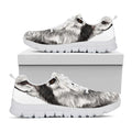 Hand Drawn Alaskan Malamute Print White Running Shoes