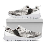 Hand Drawn Alaskan Malamute Print White Sneakers