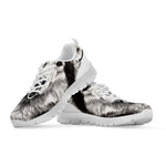 Hand Drawn Alaskan Malamute Print White Sneakers