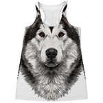 Hand Drawn Alaskan Malamute Print Women's Racerback Tank Top