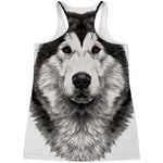 Hand Drawn Alaskan Malamute Print Women's Racerback Tank Top