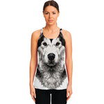 Hand Drawn Alaskan Malamute Print Women's Racerback Tank Top