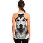 Hand Drawn Alaskan Malamute Print Women's Racerback Tank Top