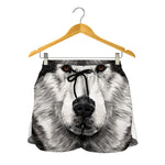 Hand Drawn Alaskan Malamute Print Women's Shorts