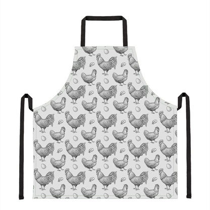 Hand Drawn Chicken Pattern Print Apron