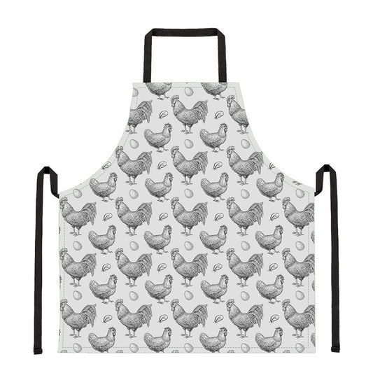 Hand Drawn Chicken Pattern Print Apron