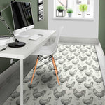 Hand Drawn Chicken Pattern Print Area Rug