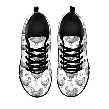 Hand Drawn Chicken Pattern Print Black Sneakers