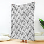Hand Drawn Chicken Pattern Print Blanket