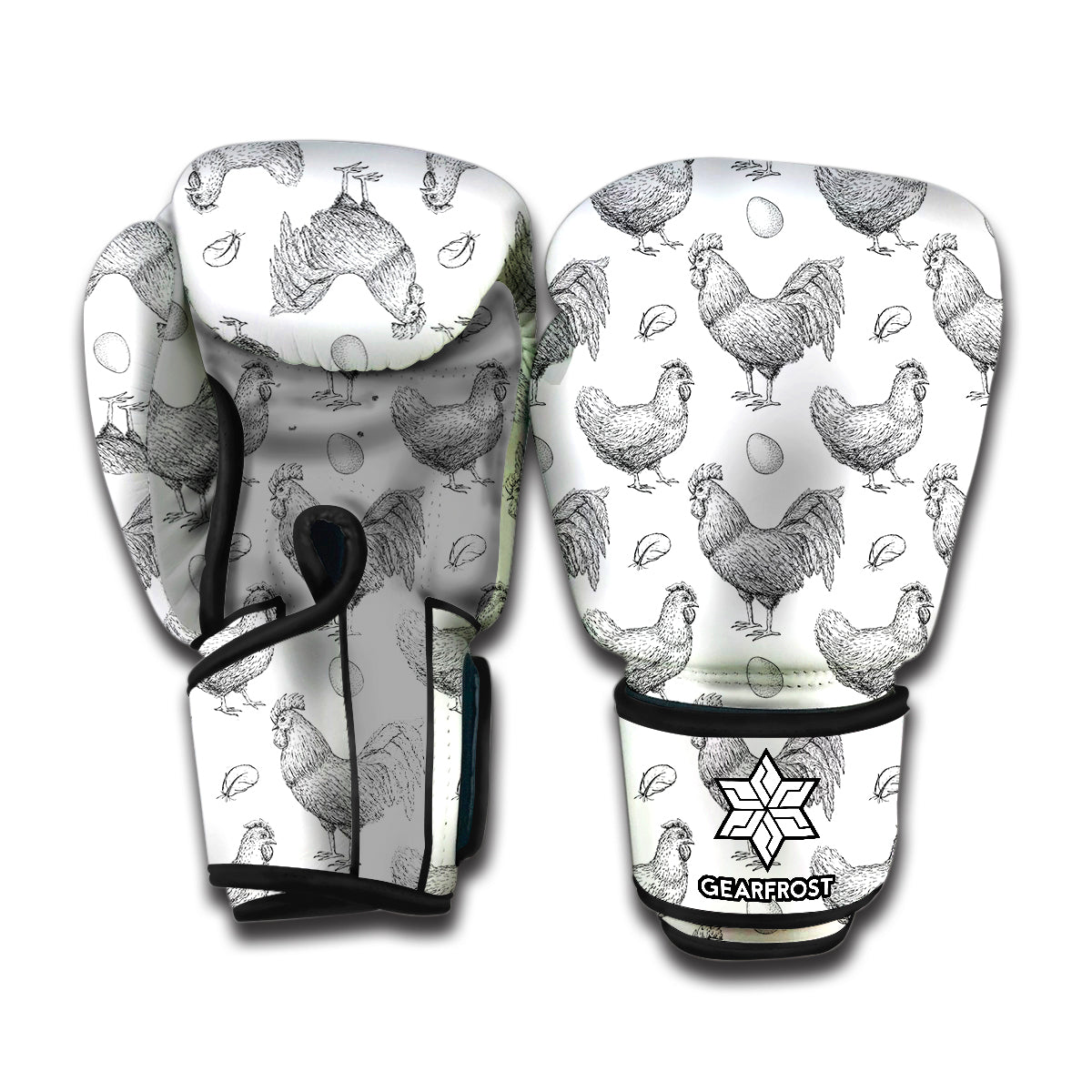 Hand Drawn Chicken Pattern Print Boxing Gloves
