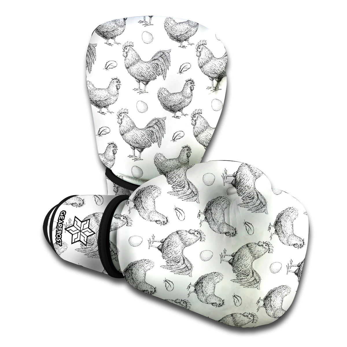 Hand Drawn Chicken Pattern Print Boxing Gloves