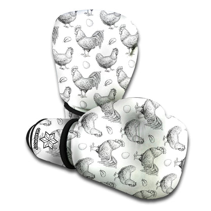 Hand Drawn Chicken Pattern Print Boxing Gloves