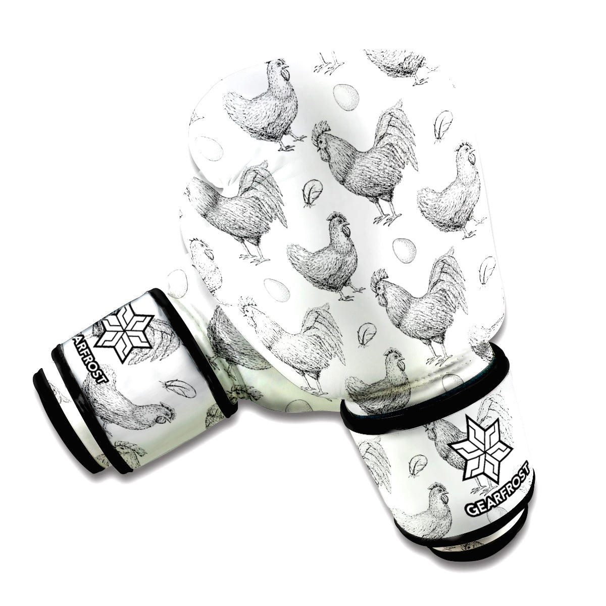 Hand Drawn Chicken Pattern Print Boxing Gloves